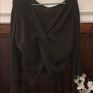 Olive Green Chunky Knot Back Sweater 🍁